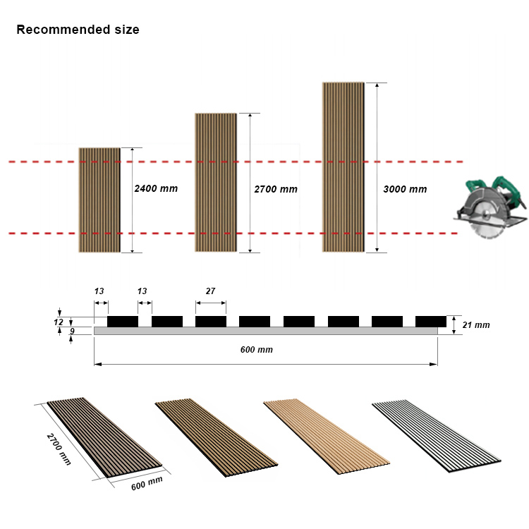  OEM Natural Oak Acoustic Slat Panels